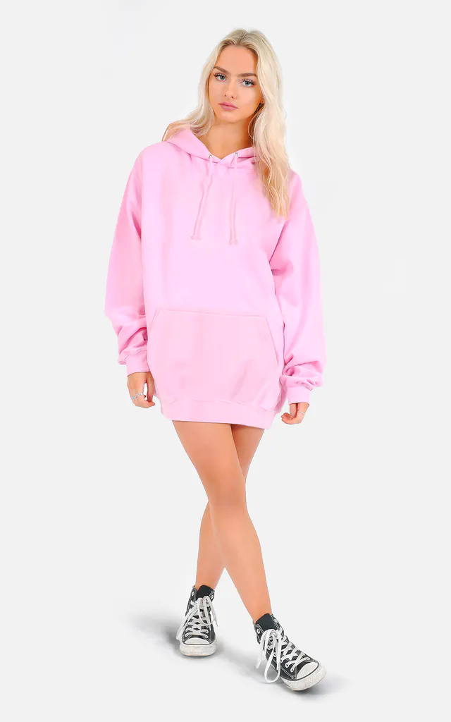 Baby pink cosy warm oversized hoodie jumper dress | The Left Bank | SilkFred Baby pink cosy warm oversized hoodie jumper dress | The Left Bank | SilkFred