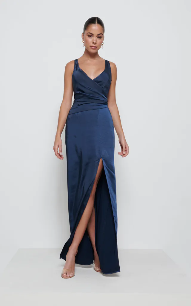Esmee Wrap Maxi Bridesmaid Dress - Navy | Pretty Lavish | SilkFred Esmee Wrap Maxi Bridesmaid Dress - Navy | Pretty Lavish | SilkFred