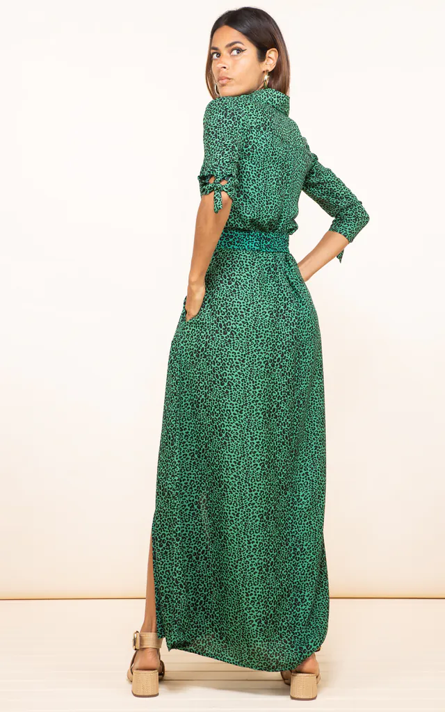 Green Leopard Silkfred Animal Print Dress Forest Green Wild Animal Print Maxi Shirt Dress With Tie Green Leopard Silkfred Animal Print Dress Forest Green Wild Animal Print Maxi Shirt Dress With Tie