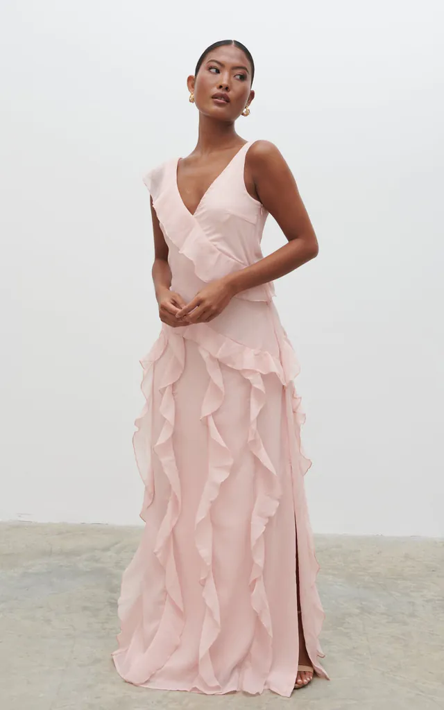 Faye Ruffle Maxi Dress - Blush | Pretty Lavish | SilkFred Faye Ruffle Maxi Dress - Blush | Pretty Lavish | SilkFred