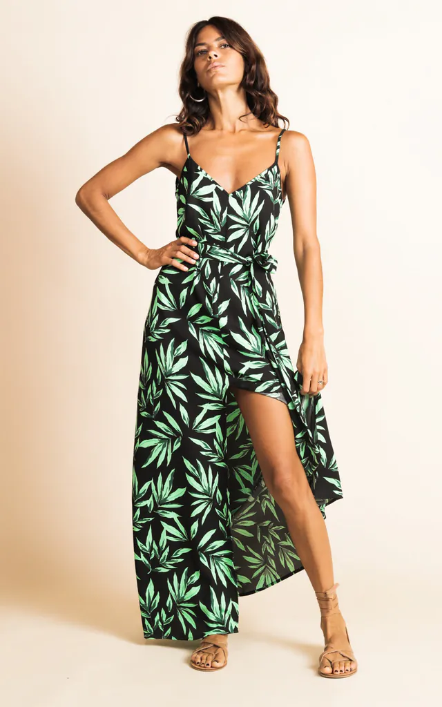 Sookee Slip Dress in Tropic Green on Black | Dancing Leopard | SilkFred Sookee Slip Dress in Tropic Green on Black | Dancing Leopard | SilkFred