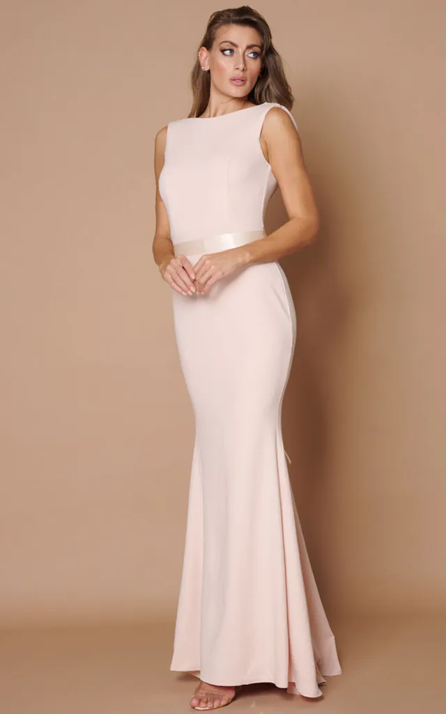 Eris Bridesmaid Maxi Fishtail Dress in Nude | Saint A | SilkFred Eris Bridesmaid Maxi Fishtail Dress in Nude | Saint A | SilkFred