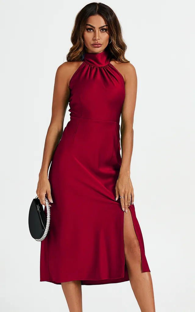 Red Satin Dress Red Halter Dress Midi Bettina Red Satin Halter Cocktail Midi Dress Red S Red Satin Dress Red Halter Dress Midi Bettina Red Satin Halter Cocktail Midi Dress Red S