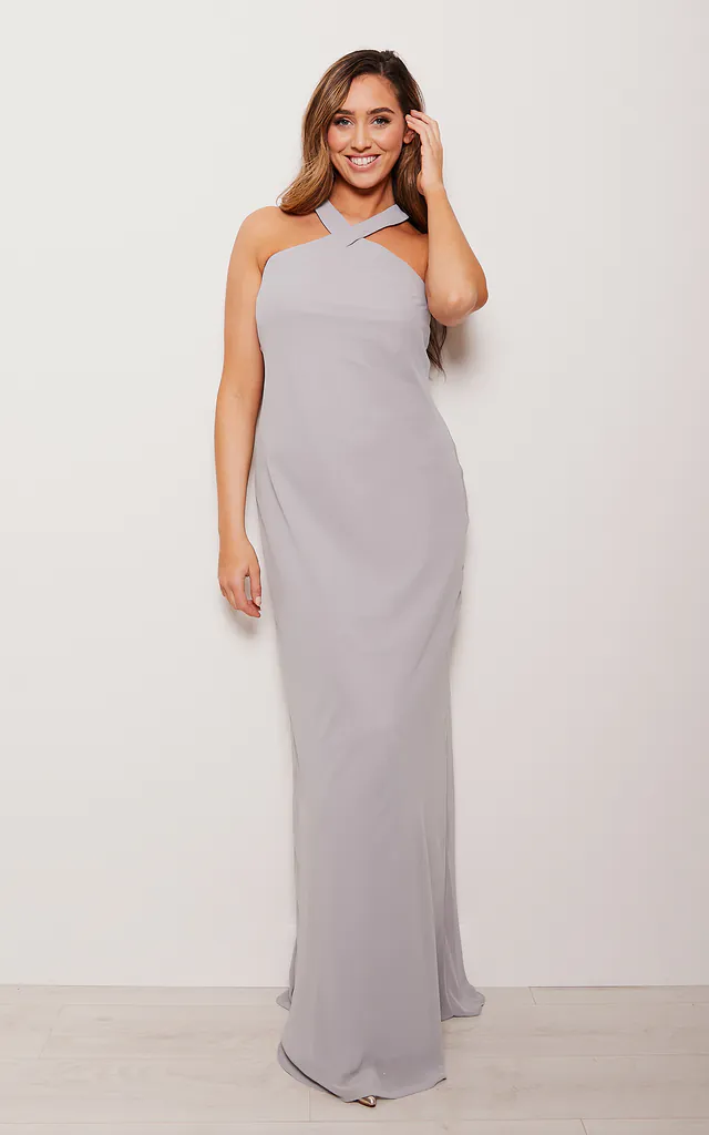 Alysia Dove Grey Chiffon Long Evening Gown | Sisterhood Bridesmaids | SilkFred Alysia Dove Grey Chiffon Long Evening Gown | Sisterhood Bridesmaids | SilkFred