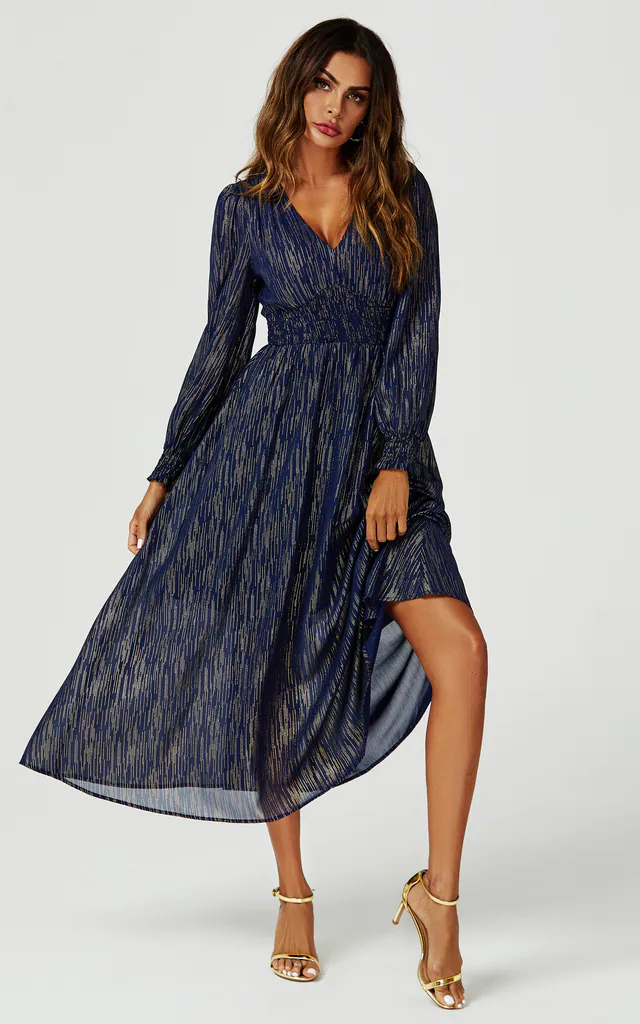 navy and gold dresses with sleeves Off-Shoulder Ball Gown Quinceanera Dress