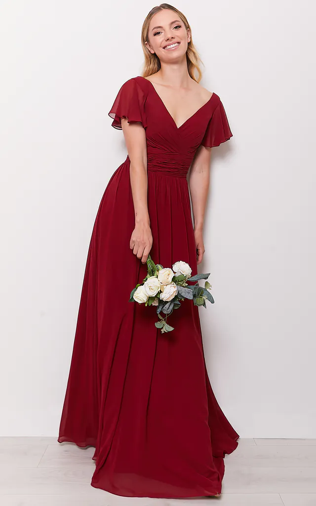 Juliette Wine Chiffon Long Evening Dress | Sisterhood Bridesmaids | SilkFred Juliette Wine Chiffon Long Evening Dress | Sisterhood Bridesmaids | SilkFred