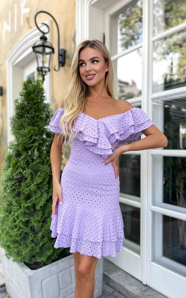 Lavender Ruffle Off Shoulder Mini Dress | GLOWSYOU | SilkFred Lavender Ruffle Off Shoulder Mini Dress | GLOWSYOU | SilkFred