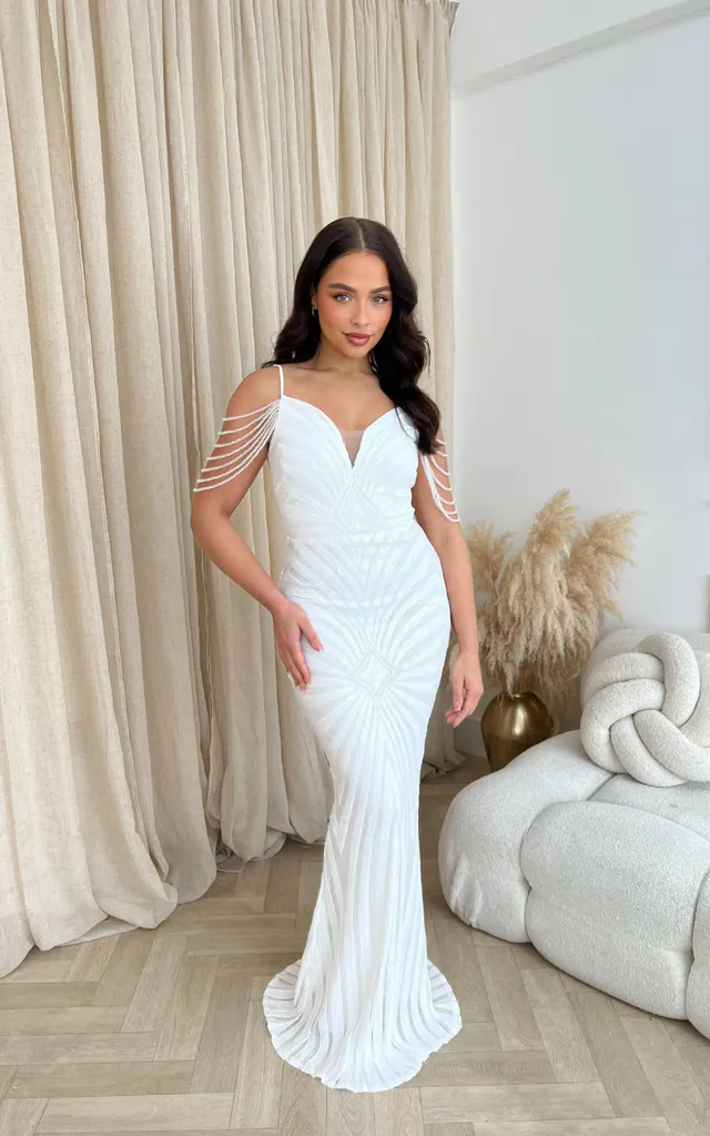 white maxi mermaid dress Mermaid Dreams Satin Maxi Dress White