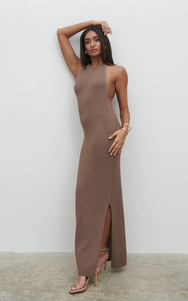 Jenna Midaxi Knit Dress - Brown | Pretty Lavish | SilkFred Jenna Midaxi Knit Dress - Brown | Pretty Lavish | SilkFred