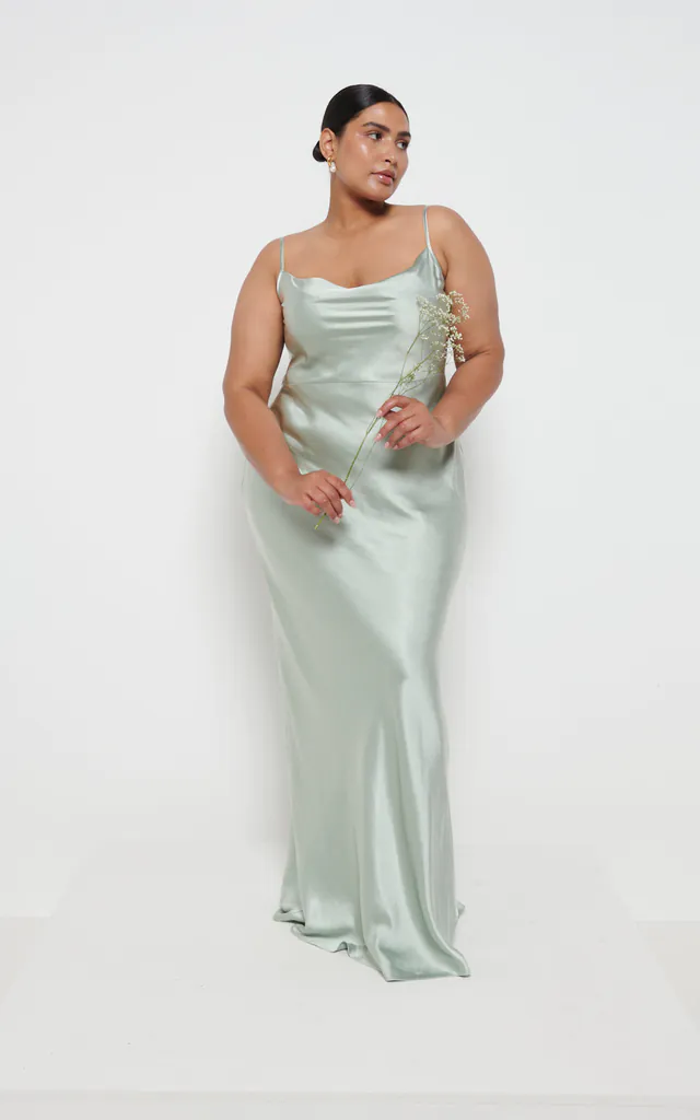 keisha maxi bridesmaid dress Spaghetti Strap Sage Green Maxi Bridesmaid Dress Keisha Maxi Bridesmaid Dress Curve Matte Sage Pretty Lavish