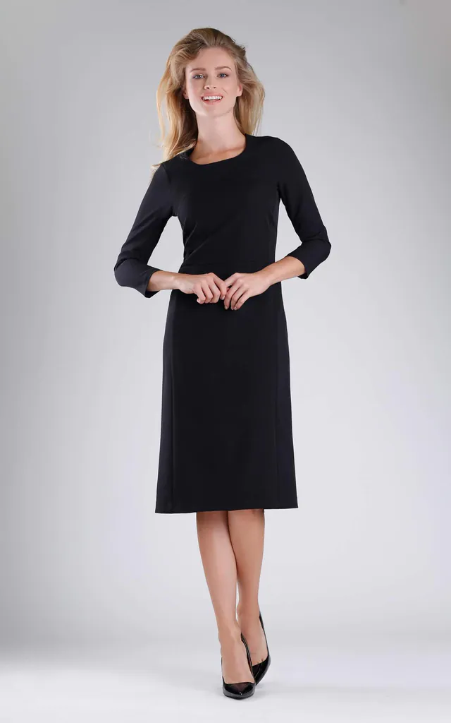 Black Midi Shift Dress with 3/4 Sleeves | By Ooh La La | SilkFred Black Midi Shift Dress with 3/4 Sleeves | By Ooh La La | SilkFred