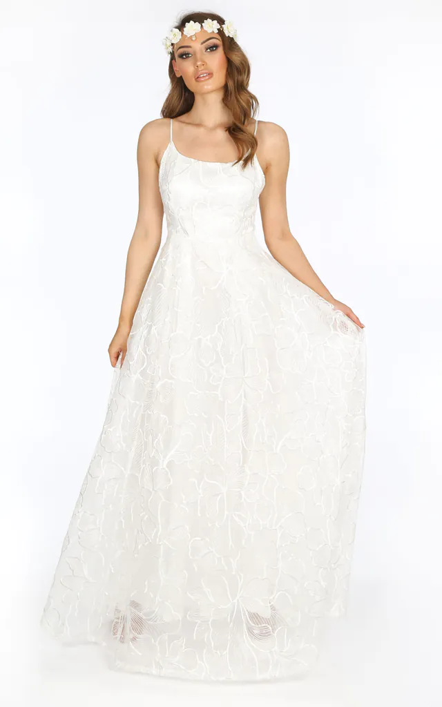 Bridal White Floral Embroidered Lace Maxi Dress | Dressed In Lucy | SilkFred Bridal White Floral Embroidered Lace Maxi Dress | Dressed In Lucy | SilkFred