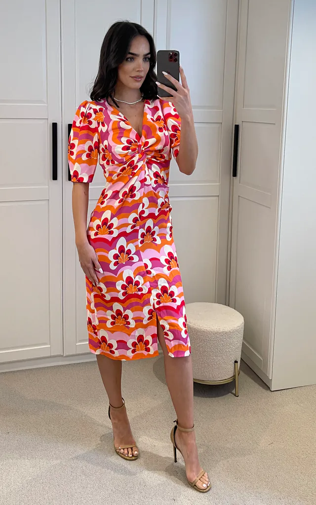 knot front midi dress Knot Your Average