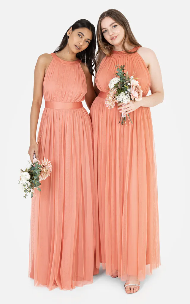 Recycled Bridesmaid Coral Halter Neck Maxi Dress | Anaya With Love | SilkFred Recycled Bridesmaid Coral Halter Neck Maxi Dress | Anaya With Love | SilkFred
