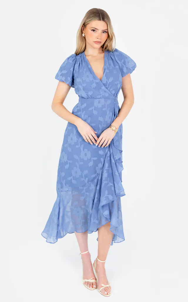 Recycled Ocean Blue Floral Burnout Keyhole Back Midaxi Dress | Anaya With Love | SilkFred Recycled Ocean Blue Floral Burnout Keyhole Back Midaxi Dress | Anaya With Love | SilkFred