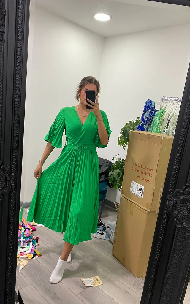 Felicia Teal Pleated Detail Midi Dress | Girl In Mind | SilkFred Felicia Teal Pleated Detail Midi Dress | Girl In Mind | SilkFred