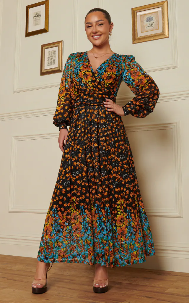 Quiyn Symemetrical Print Lace Maxi Dress, Orange Multi | JOLIE MOI | SilkFred Quiyn Symemetrical Print Lace Maxi Dress, Orange Multi | JOLIE MOI | SilkFred