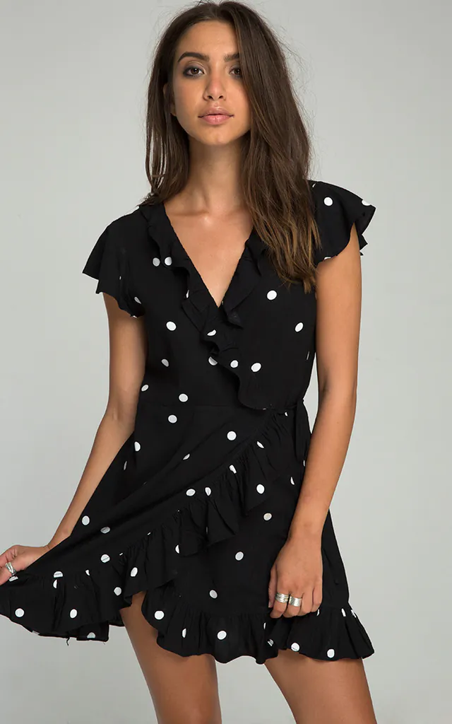 Rica Skater Dress in Black and White Polkadot | Motel | SilkFred Rica Skater Dress in Black and White Polkadot | Motel | SilkFred