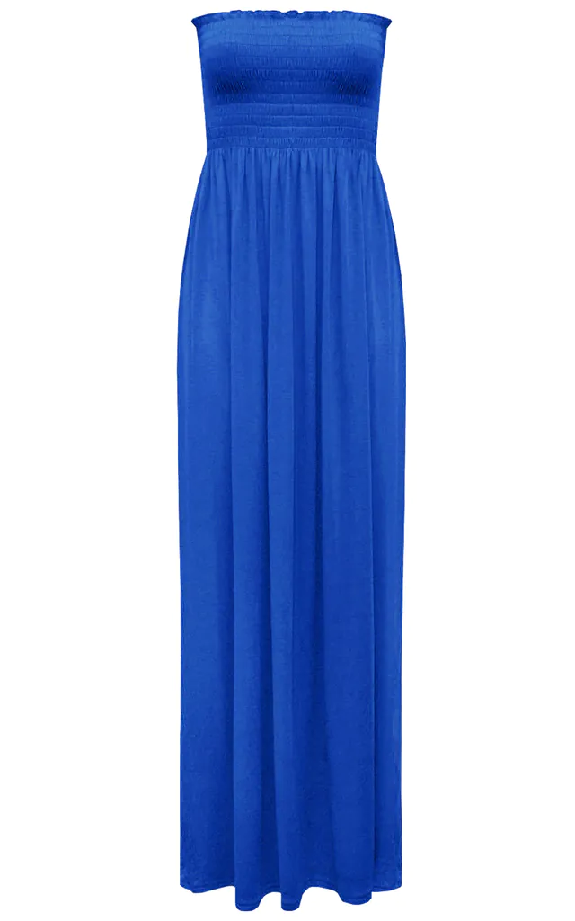 Ruched Bandeau Jersey Maxi Dress Royal Blue | STYLE THREAD | SilkFred Ruched Bandeau Jersey Maxi Dress Royal Blue | STYLE THREAD | SilkFred