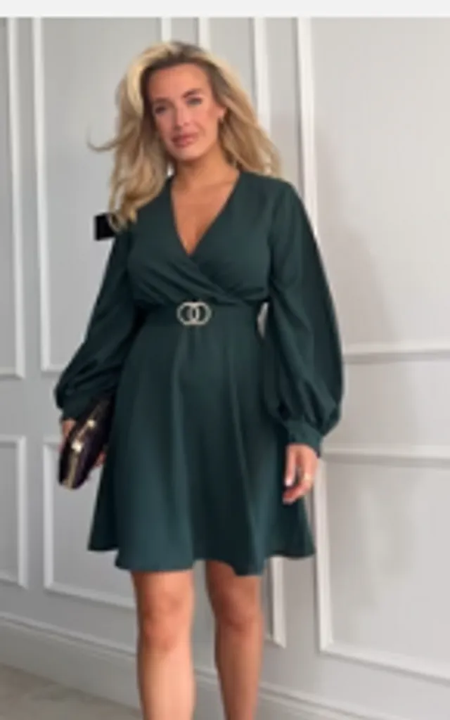 Floretta Navy Long Sleeve Buckle Skater Dress | Girl In Mind | SilkFred Floretta Navy Long Sleeve Buckle Skater Dress | Girl In Mind | SilkFred