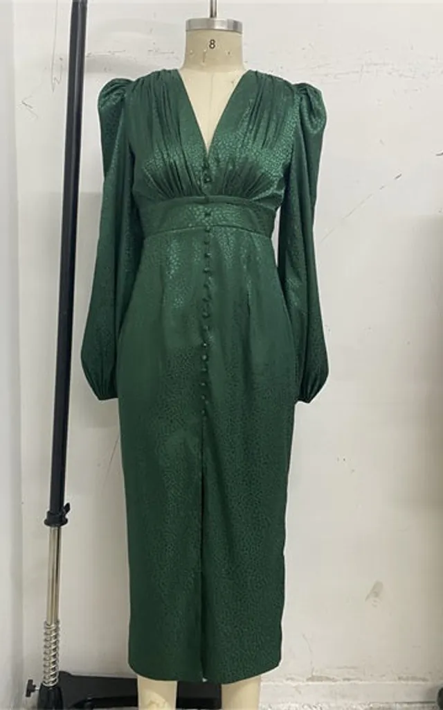 long sleeve plunge midi dress Karen Millen Premium Crystal Embellished Long Sleeve Plunge Neck Midi Dress in Black