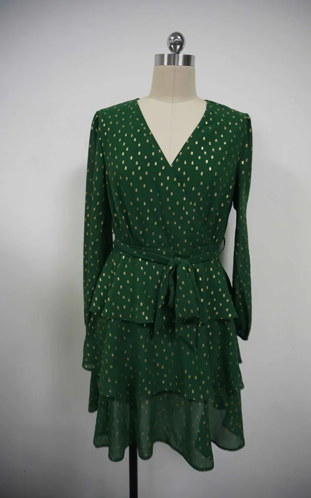 Kimberly Green & Gold Foil Mini Skater Dress | Girl In Mind | SilkFred Kimberly Green & Gold Foil Mini Skater Dress | Girl In Mind | SilkFred