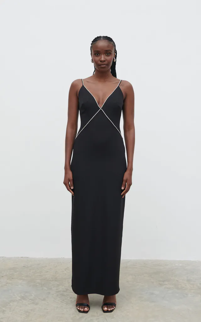 Val Plunge Embellished Maxi Dress - Black | Pretty Lavish | SilkFred Val Plunge Embellished Maxi Dress - Black | Pretty Lavish | SilkFred