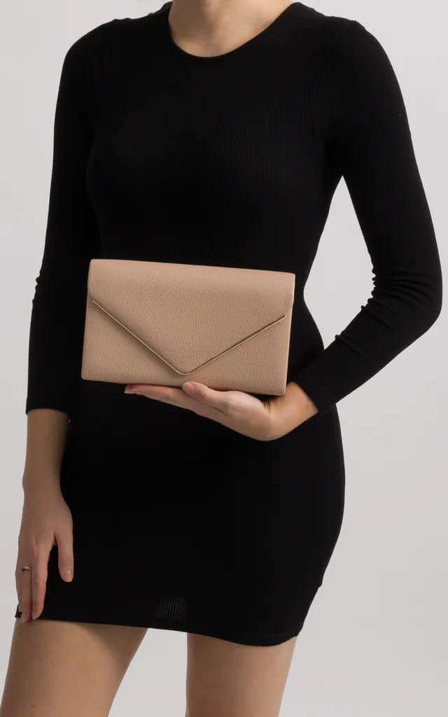 Mila Nude Faux Leather Envelope Bag | KoKo Couture | SilkFred Mila Nude Faux Leather Envelope Bag | KoKo Couture | SilkFred