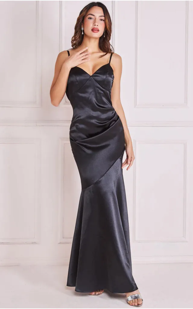 silkfred satin dress Long Sleeve Silkfred Satin Dress Iris Long Sleeve Satin Maxi Dress Dark Chocolate MESHKI US