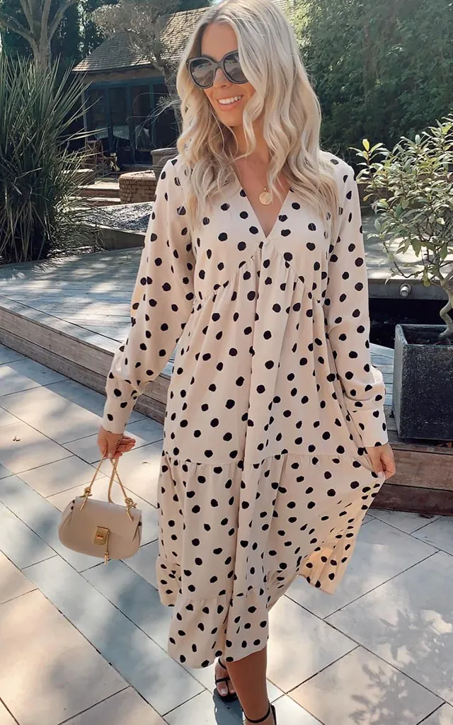 Dotty Day Dress - Beige Polka Dot | Pretty Lavish | SilkFred Dotty Day Dress - Beige Polka Dot | Pretty Lavish | SilkFred
