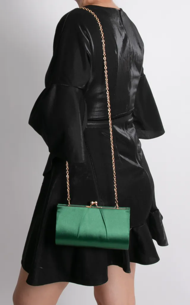 Winslet Forest Green Satin Clutch Bag | KoKo Couture | SilkFred Winslet Forest Green Satin Clutch Bag | KoKo Couture | SilkFred