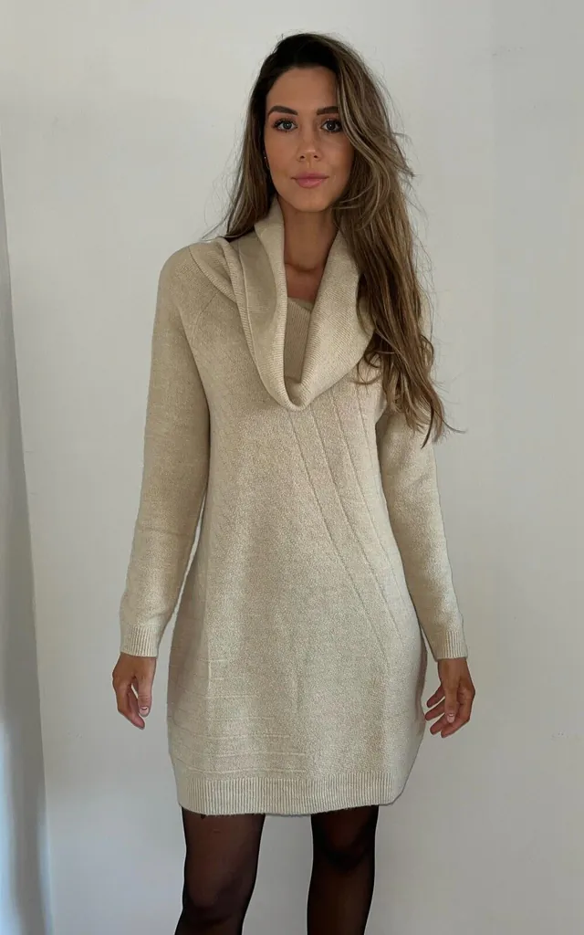 Tabitha Cream Cowl Neck Jumper Dress | Faux | SilkFred Tabitha Cream Cowl Neck Jumper Dress | Faux | SilkFred