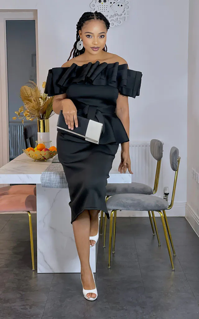 Sofia Pleat Bodycon Party Dress With Peplum (Black) | MLH Online | SilkFred Sofia Pleat Bodycon Party Dress With Peplum (Black) | MLH Online | SilkFred