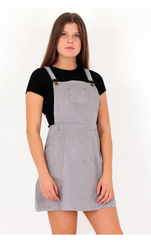skater pinafore dress Grey Bow Detail Bengaline Skater Pinafore Dress